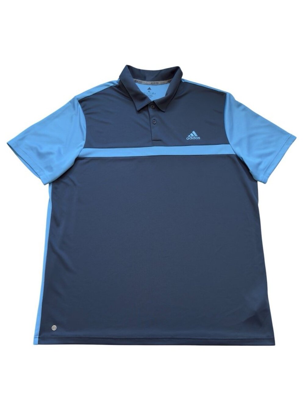 Adidas Mens Performance Golf Polo Shirt XL Blue Color Block Activewear
